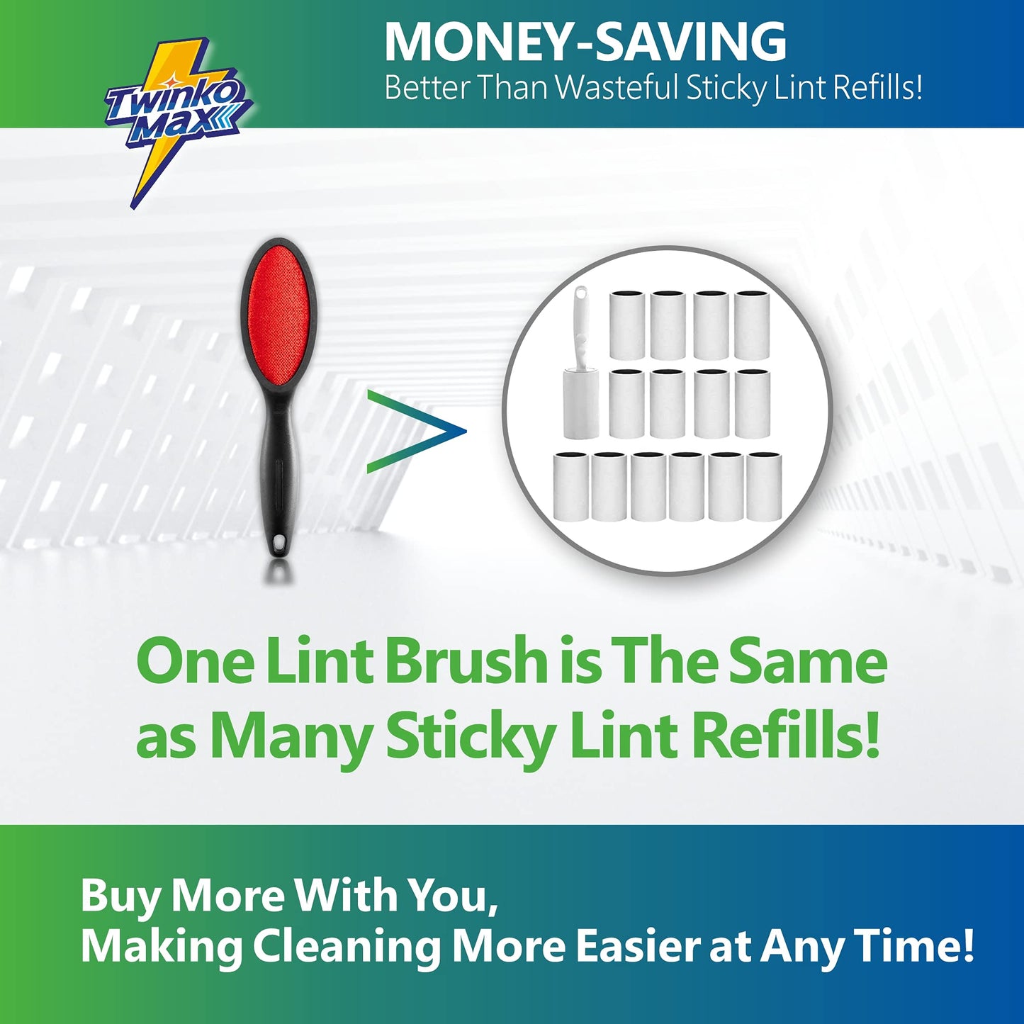 Twinko Max Lint Brush, Lint Remover, Pet Hair Remover, Clothes Brush, Magic Lint Remover Brush, Sheet and Carpet Cleaning Brush, 2-Sided and Reusable, No Need Lint Roller Refill.