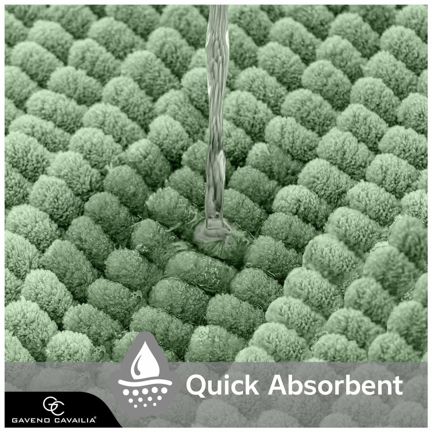 GC GAVENO CAVAILIA 2 Piece Non Slip Rubber Backed Mats - Super Absorbent Antibacterial Toilet Carpet Mat - Quick Dry Microfiber Chenille Rug Washable Bath Mats - Sage Green