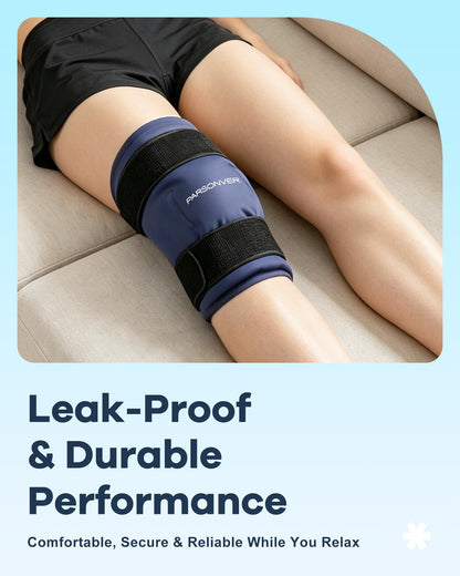 Knee Ice Pack Wrap 60-Minute Long-Lasting Ice Pack for Knee Pain Relief, Reusable Gel Ice Wrap for Leg Injuries, Swelling, Knee Replacement Surgery, Cold Therapy for Arthritis, Meniscus Tear, ACL Blue