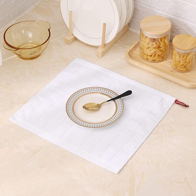 Mordimy 100% Cotton Terry Cloth Dish Cloths, Soft and Absorbent Checkered Dish