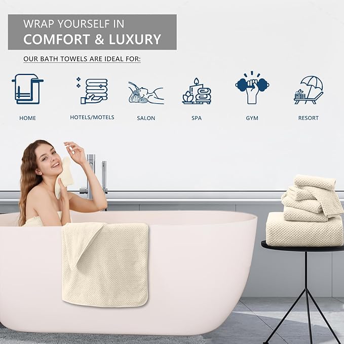 Extra Large Bath Towel Set of 4, Oversized Bath Sheet Super Soft Highly