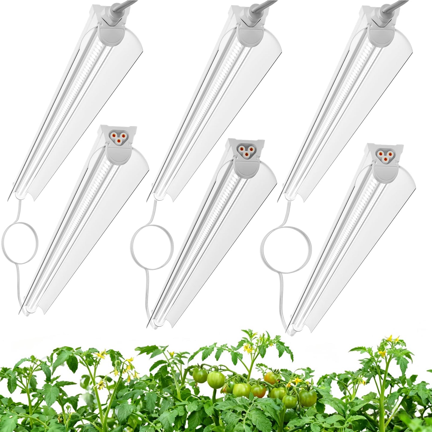 4FT Grow Lights for Indoor Plants,T8 5000K Full Spectrum Plant Light,270W(6 x 45W), LED Grow Light Strips with Timer, Aluminum Reflector, Linkable,Plant Growing Lamp Fixture for Greenhouse Indoor 6pcs