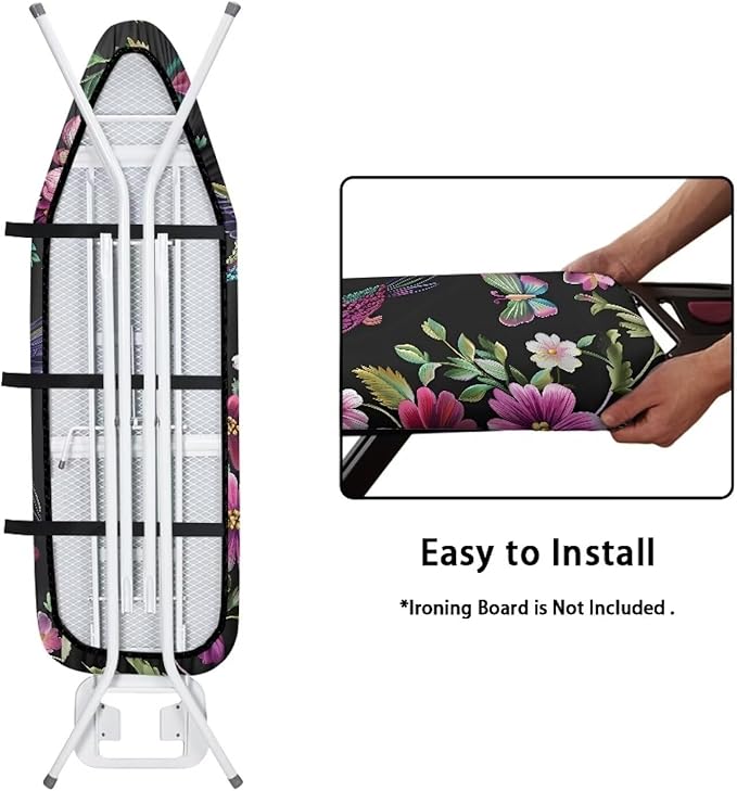 Retro Floral Hummingbird Ironing Board Cover 15x54 Inch Extra Thick Resistant