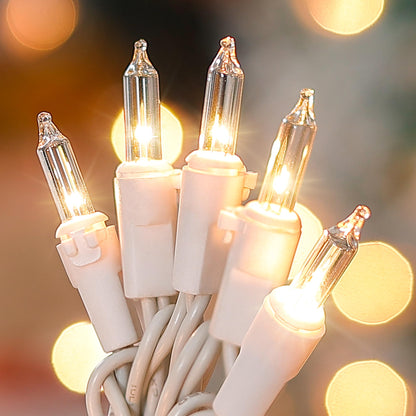 HEYFUNi Clear Christmas Lights Set,50 Count 13Feet Incandescent Bulb Mini String Lights for Christmas Tree Holiday Garland Party Weeding Xma Home Indoor&Outdoor Decorations,White Wire