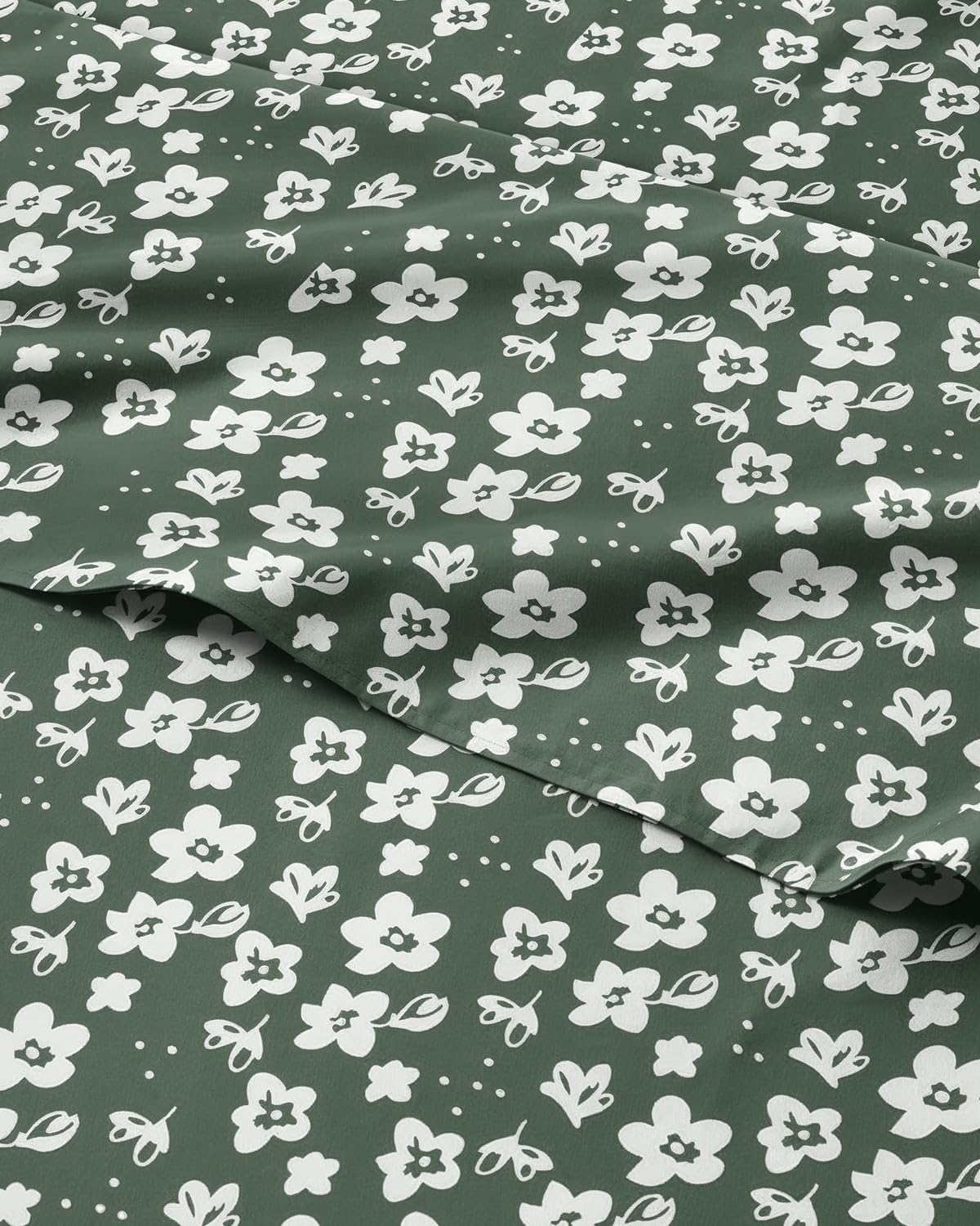 Floral Sheets - Green Floral Bed Sheet Set - 1 Flat, 1 Fitted & 1 Pillowcase w/ Deep Pockets - Comfy, Wrinkle & Fade-Free - Boho Botanical Bedding - Ultra-Soft, Breathable and Cooling - Twin Size Set