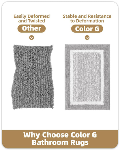 COLOR&GEOMETRY Absorbent Bath Mat 40 x 60 cm, Soft Bathroom Mat Non Slip, Machine Washable Bathroom Rug Shower Mat Outside Shower (Grey)