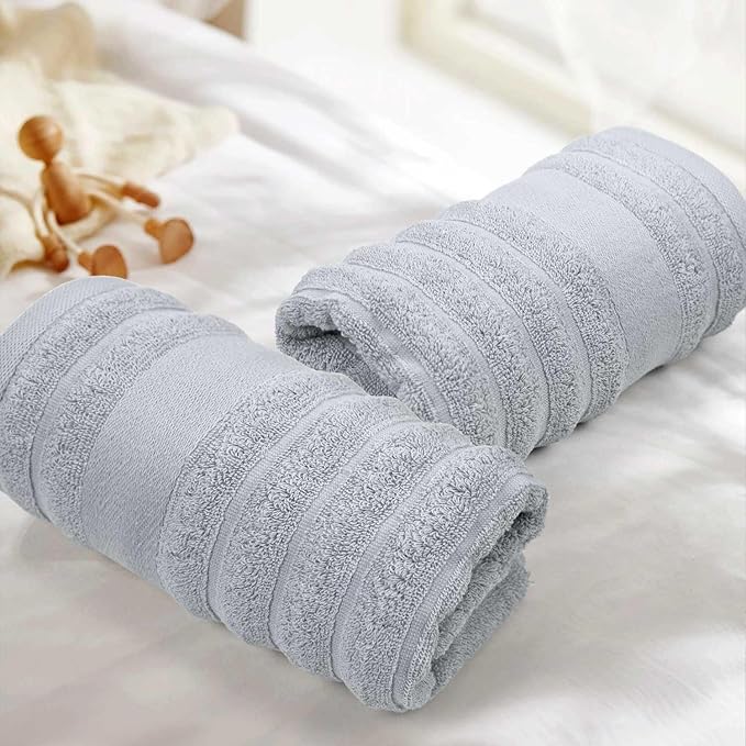Jacquotha Light Grey Face Towels Set of 2 Ribbed