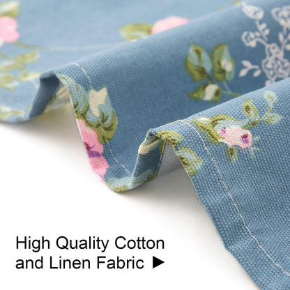 Cotton Linen Baking Plus Size Aprons for Women with Pockets Kitchen Cooking 2X-3X Blue Flowers
