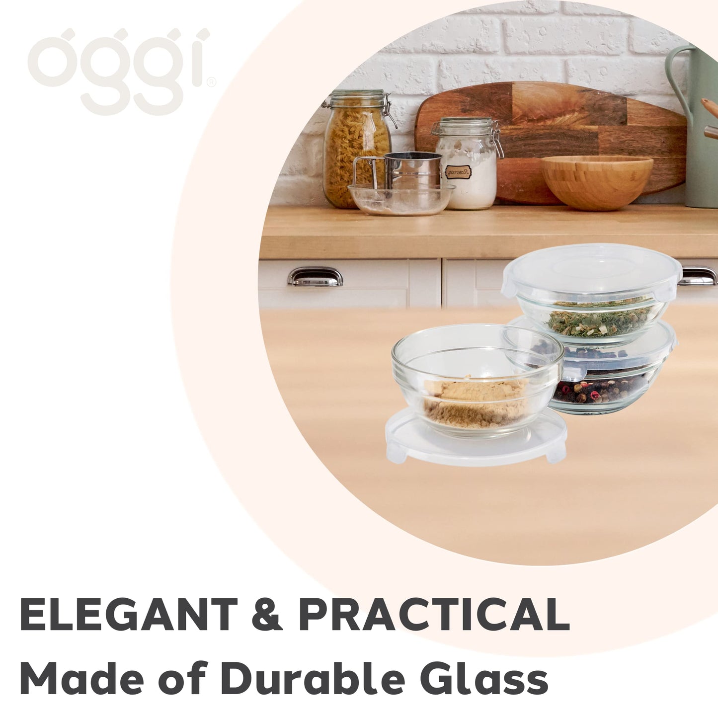 OGGI Set of 3 x Glass Pinch Bowls - 4oz with Clip Lids, Ideal For Salt and Pepper, Storage with Lids, Condiment Bowls, Mini Bowls, Prep Bowls for Cooking or Mise en Place - Clear