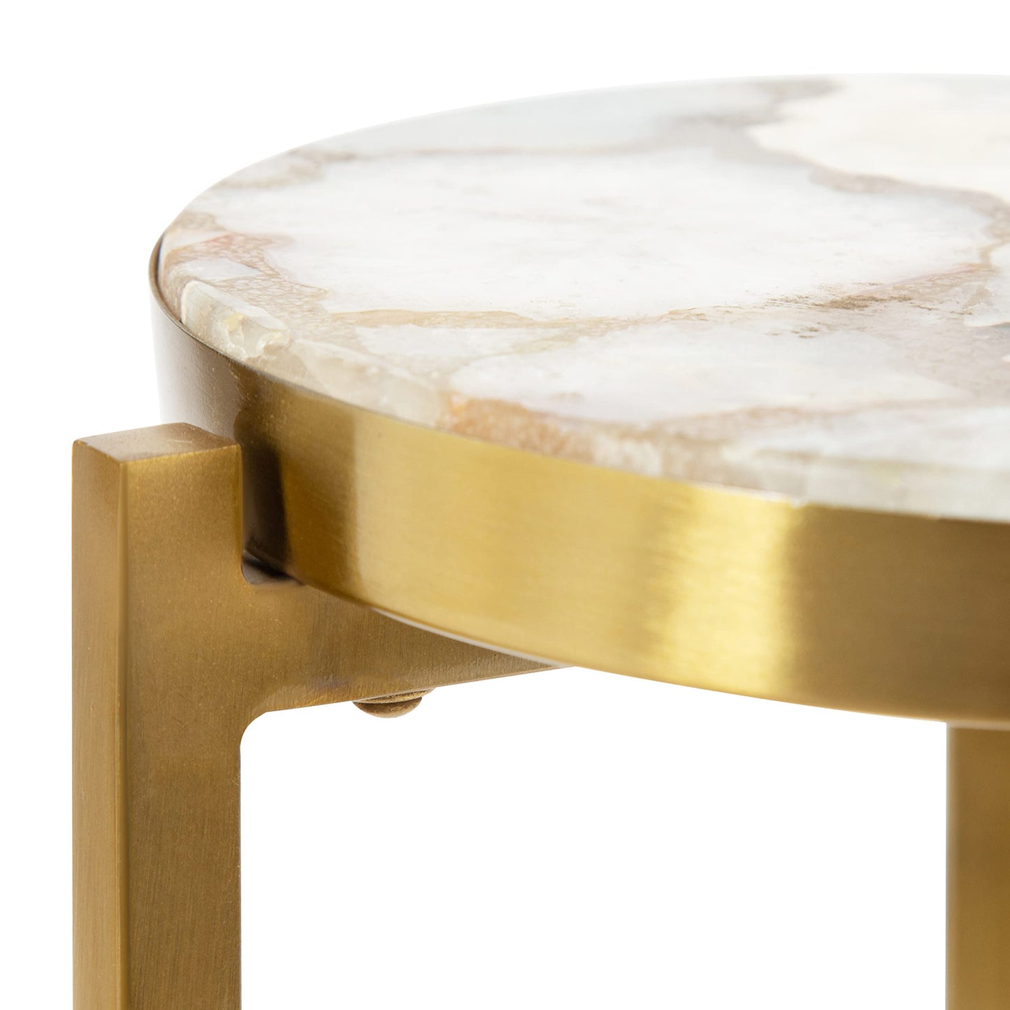 Kate and Laurel Aguilar Modern Drink Table, 9 x 9 x 23, Natural Stone and Gold, Genuine Quartz Accent Table for Small Spaces