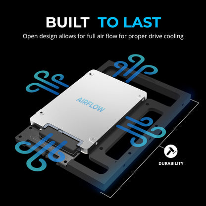 SABRENT 2.5" to 3.5" SSD Mounting Bracket – Internal Hard Drive Adapter & SATA III Converter for 7mm–15mm 2.5" SSD/HDD – Tool-Free Install – Desktop & Server Bay Compatible (BK-PCBS)