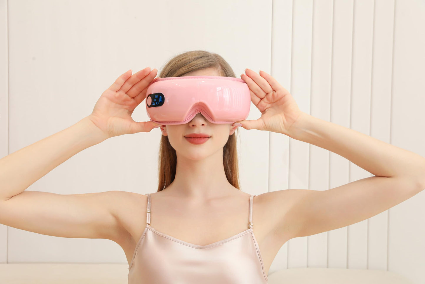 TLINNA Eye Massager with Airbag Kneading,Constant Temperature Hot Compress, Multi-Frequency Vibration and Bluetooth Music (Blush Pink, Large)