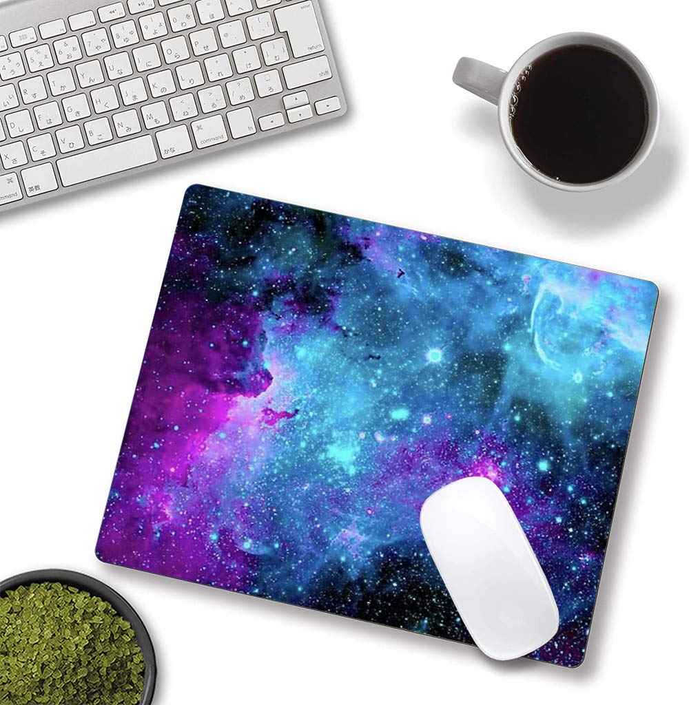 EASTSMOOTH Gaming Mouse Pad,Blue Purple Galaxy Nebula Universe Space Non-Slip Rubber Base Mouse Pads For Computers Laptop Office, 9.5X7.9X0.12 Inch(240Mm X 200Mm X 3Mm)