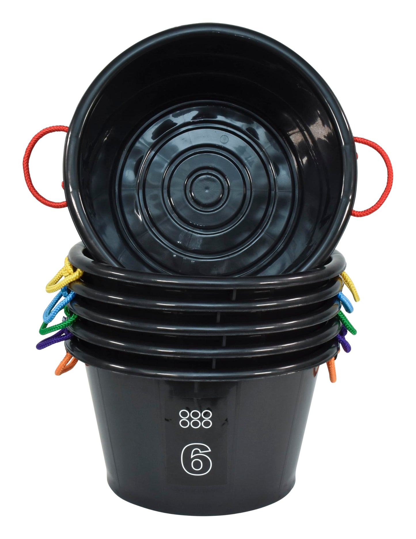 Sportime Drum-N-Store Buckets, 18 x 12 Inches, Black, Set of 6