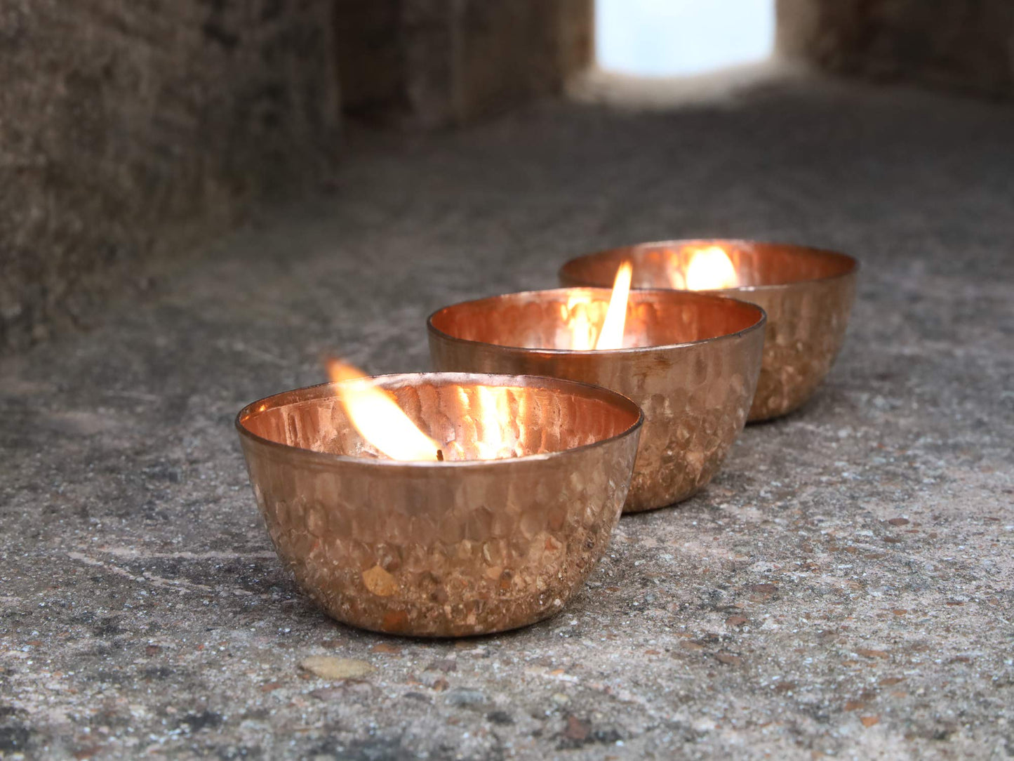 Handmade Hammered Copper Tea Light Holder Set of 3 Votive Holders -2.5X1 DH inches Party Decoration