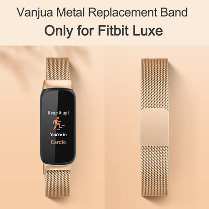 Metal Band for Fitbit Luxe Bands Women Men, Stainless Steel Mesh Loop Adjustable Magnetic Wristband Replacement Strap Compatible with Fitbit Luxe Fitness and Wellness Tracker (Rose Gold)