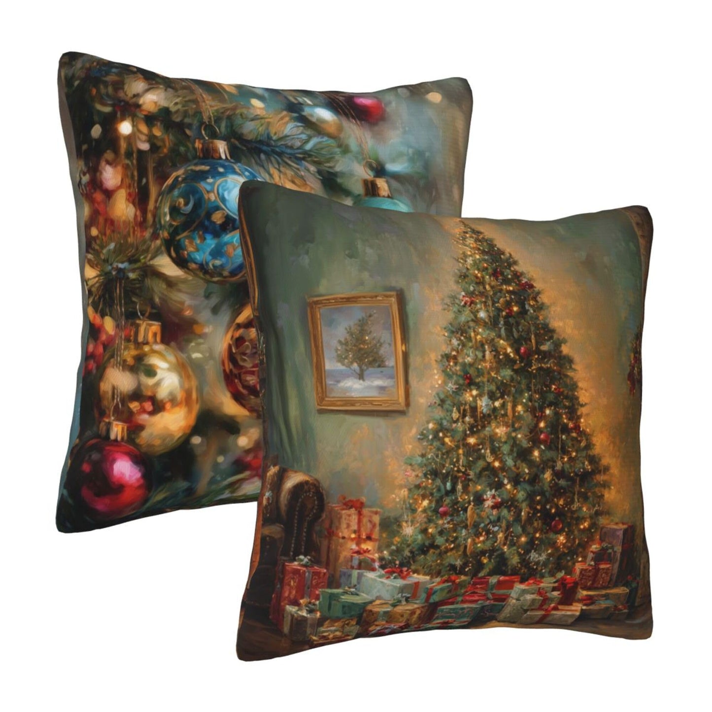 Mshutbna Christmas Tree Pendant Throw Pillow Covers 18x18 inch Set of 2 Pillow Case Cushion Cover for Home Sofa Couch Living Room Car Decor