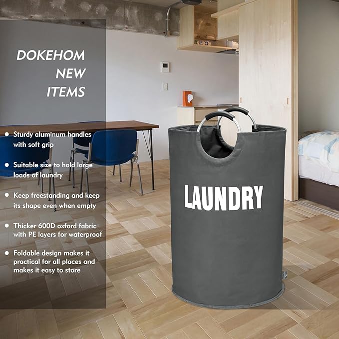 DOKEHOM 160L XX-Large Laundry Basket, Collapsible Laundry Bag, Foldable Laundry