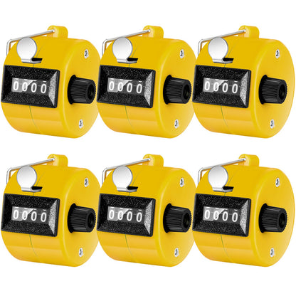 TOODOO 6 Pack Hand Tally Counter 4 Digit Mechanical Palm Clicker Plastic Hand Held Counter Clicker with Metal Finger Ring for School Golf Sports Events Office Stadium(Yellow)