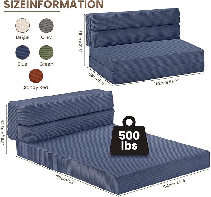 JUIKURY Folding Sofa Bed, Convertible Sleeper Chair