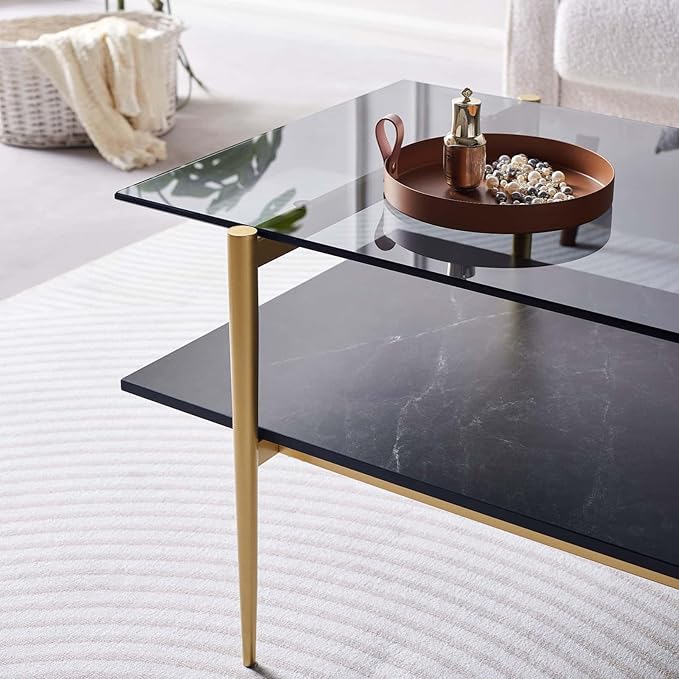 LumFurn Rectangle Coffee Table for Living Room, Mid-Century Modern Design