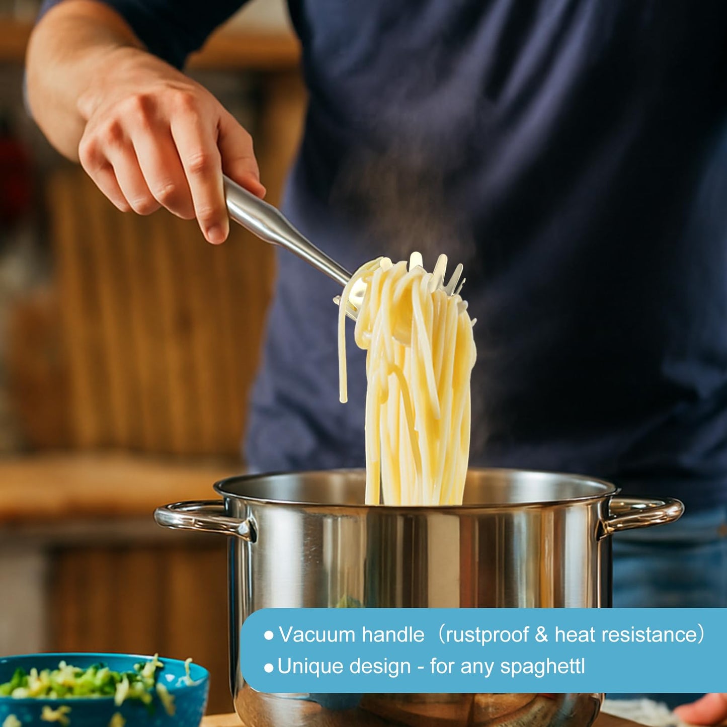 Stainless Steel Soup Ladle and Spaghetti Spoon Set - Large Ladle Spoon, Pasta Strainer, Durable Kitchen Cooking Utensils for Stirring, Serving Pasta, Soup & Sauce，Perfect Gifts
