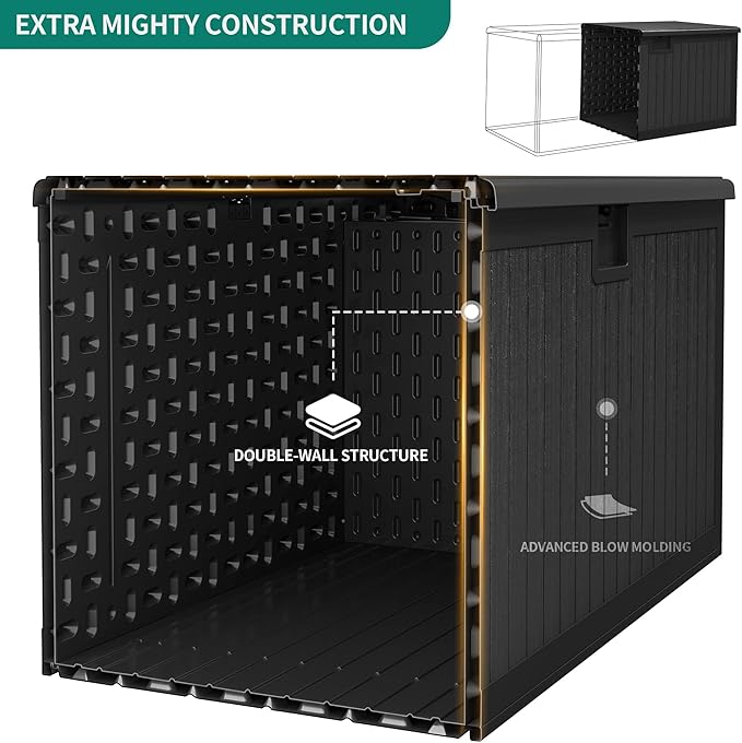 YITAHOME XXL 230 Gallon Large Deck Box,Outdoor Storage for Patio Furniture Cushions,Garden Tools with Flexible Divider,Waterproof,Lockable (Black)