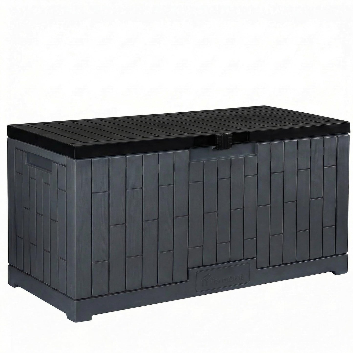 YITAHOME 120 Gallon Large Deck Box, 53"L x 22.7"W x 25.5"H Resin Outdoor Storage Box with Slide-Locking Black Lid for Patio Cushions, Garden Tools, Pool Supplies, Easy Assembly, Waterproof, Dark Gray