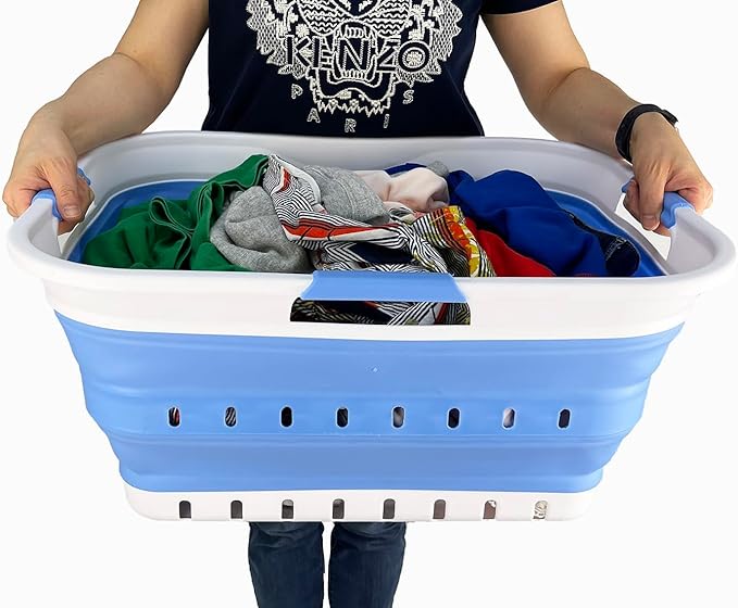 SAMMART 42L Collapsible Plastic Laundry Basket
