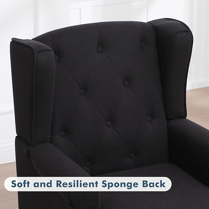 Accent Chair for Living Room, Mid Century Modern Upholstered Armchair, Wingback