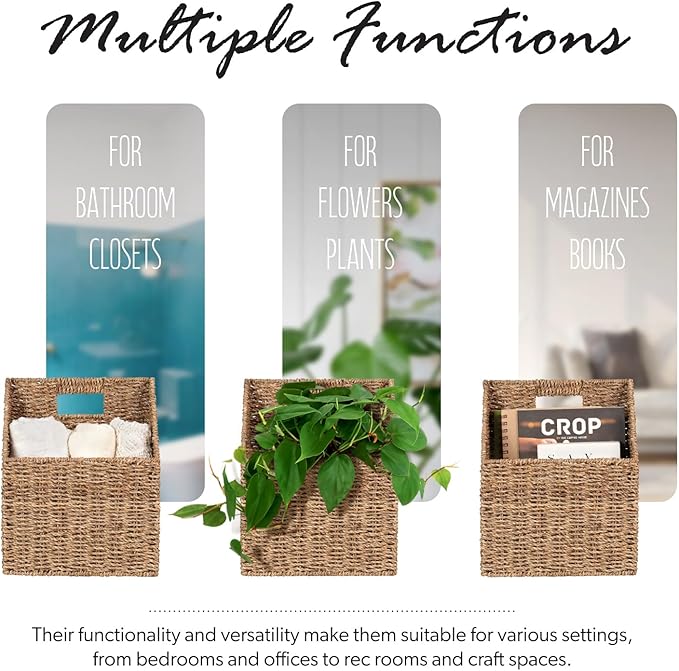 Wicker Hanging Storage Baskets, Seagrass Basket, Wall Decor Baskets, Seagrass