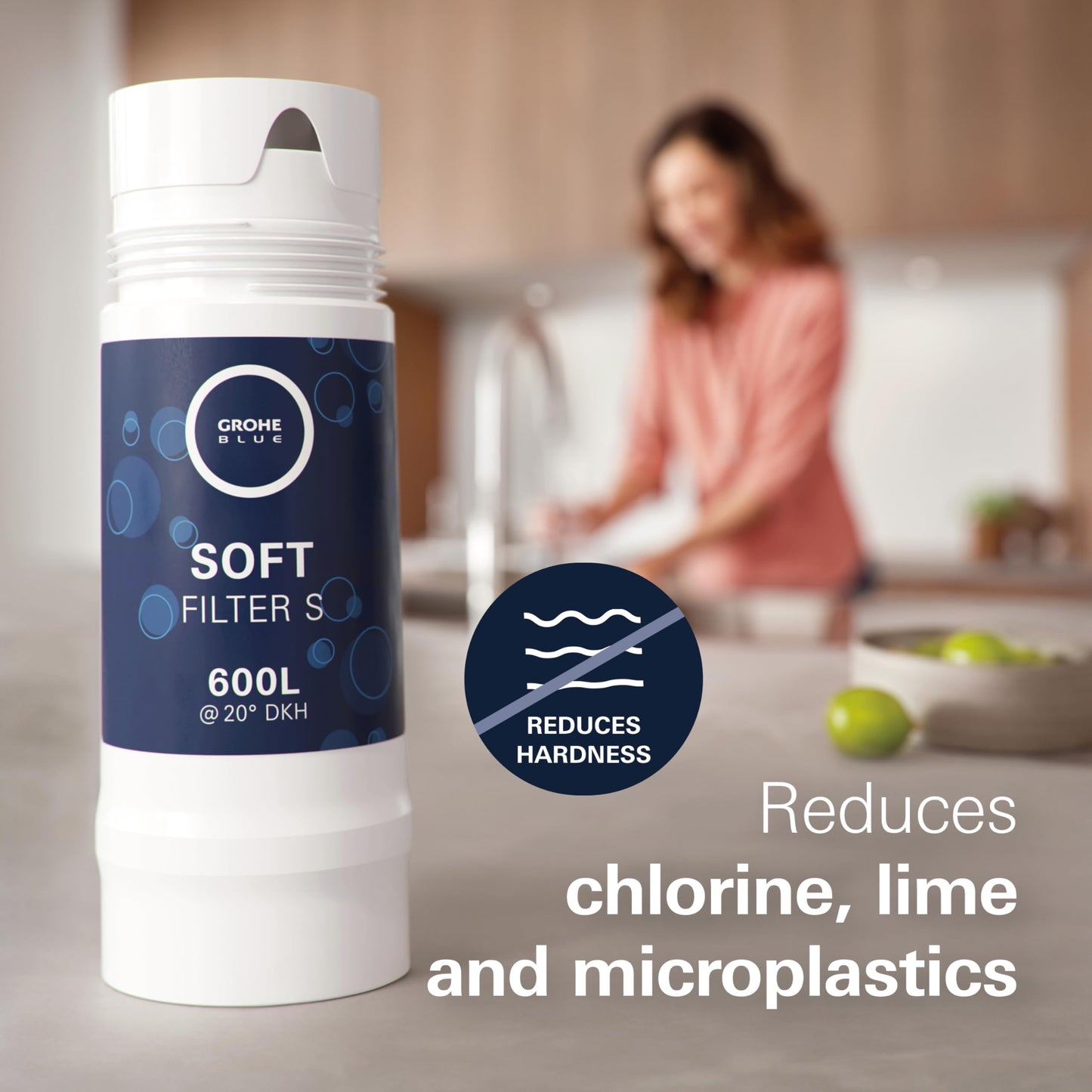 GROHE Blue S-Filter Cartridge - Replacement Filter for Blue and Red Water Systems for Fresh Filtered Water, Reduces Limescale and Heavy Metals, Capacity 600 Litre, 40404001