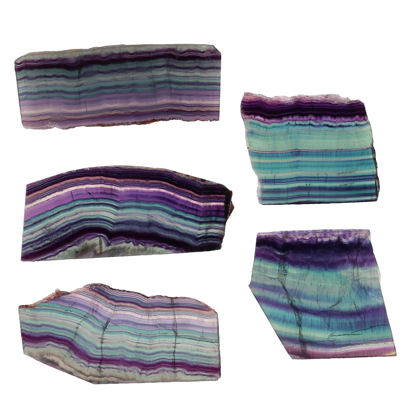 TUMBEELLUWA Irregular Rainbow Fluorite Slab Crystal Stone Collection for Desk Table Decor, Natural Crystal Mineral Specimen with Wooden Display Stand