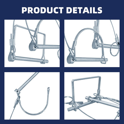 10 Pack Trailer Coupler Pin 1/4 Inch Diameter x 2-3/4-Inch Safety Coupler Pins with Extended Cord and Quick Release Ring, Wire Shaft Locking Pin for Farm Trailers Wagons Towing