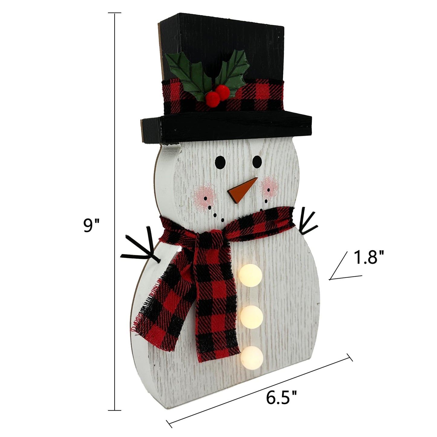 Christmas Decorations for Home LED Lighted Snowman Decor with Timer Farmhouse Merry Christmas Sign Wooden Rustic Red Plaid Scarf Tabletop Xmas Holiday Signs Party Indoor Room