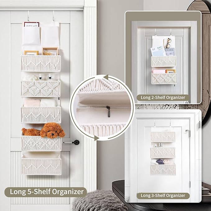 ANTIS'S HOME Over the Door Organizer Macrame Boho Nursery Storage