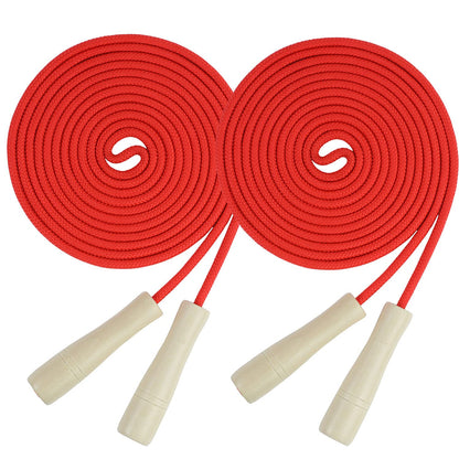 Double Dutch Jump Rope 16 ft 2 Pack, Adjustable Long Skipping Rope with Wooden Handle, Multiplayer Team Jumping Rope for Kids Adults, Long Enough for 5-6 Jumpers
