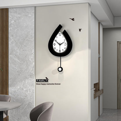 YIJIDECOR Decorative Wall Clock for Living Room Decor Large Modern Wall Clocks with Pendulum Battery Operated for Bedroom Office Kitchen Home Small Black Silent Wall Clock Non Ticking 11.8*22.4 Inch