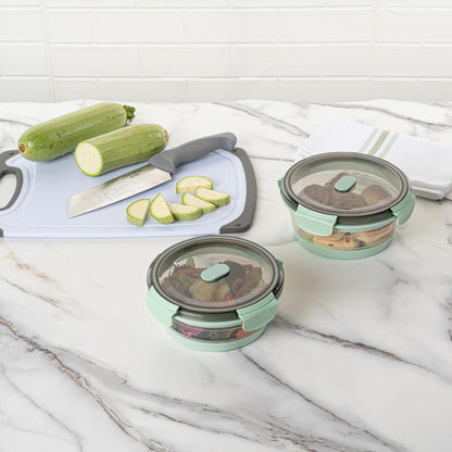 Restaurantware-Fresh Hero 27.2 Ounce Storage Containers, 20 Durable Airtight Food Containers - Microwavable, Freezable, Green Plastic Collapsible Container, Dishwashable, With Vented Lids
