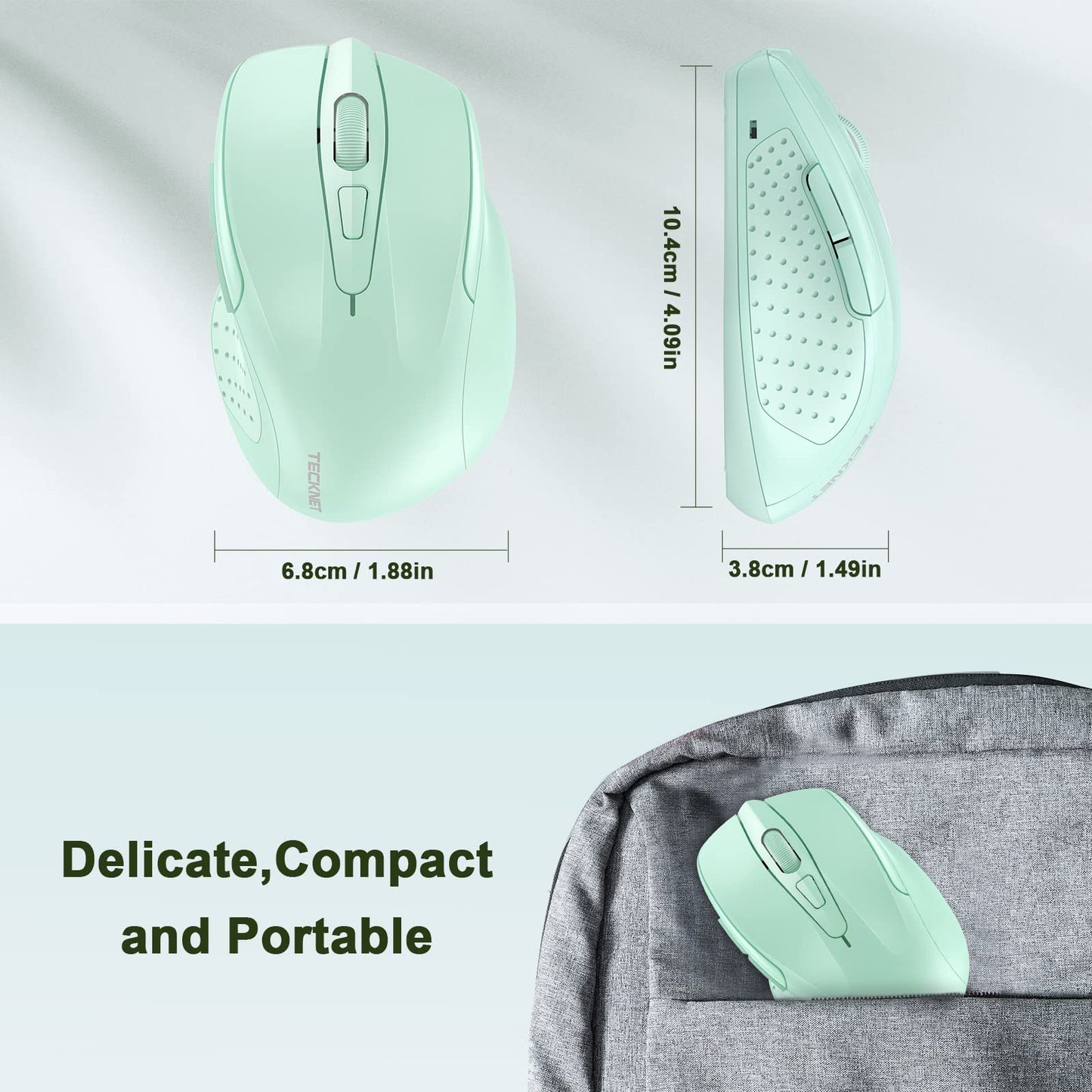 TECKNET Wireless Mouse, 2.4G Ergonomic Optical Mouse, Computer Mouse for Laptop, PC, Computer, Chromebook, Notebook, 6 Buttons, 24 Months Battery Life, 2600 DPI, 5 Adjustment Levels