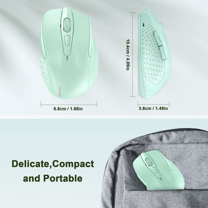 TECKNET Wireless Mouse, 2.4G Ergonomic Optical Mouse, Computer Mouse for Laptop, PC, Computer, Chromebook, Notebook, 6 Buttons, 24 Months Battery Life, 2600 DPI, 5 Adjustment Levels