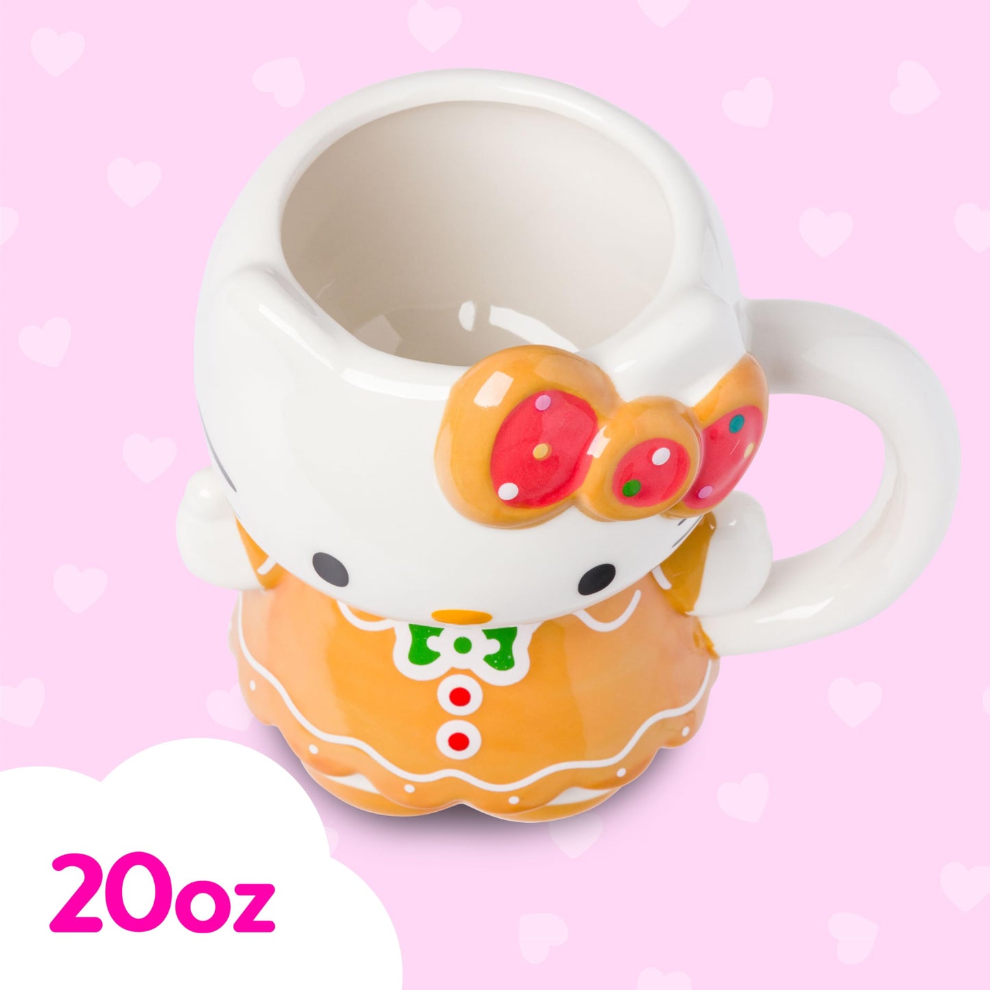 Silver Buffalo Sanrio Hello Kitty Gingerbread Dress 3D Sculpted Ceramic Mug, 20 Ounces