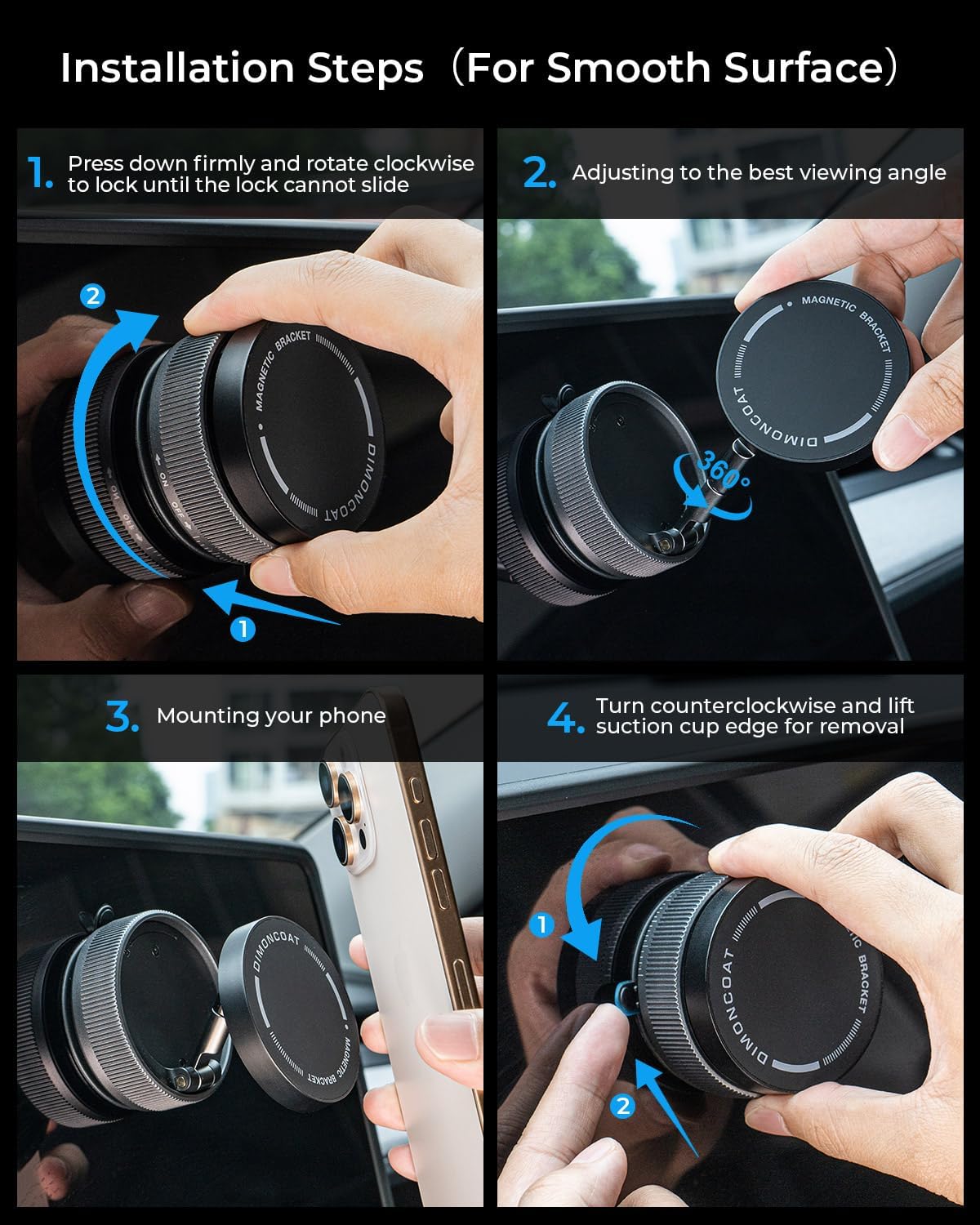 Upgraded Vacuum Magnetic Phone Holder Stand [89+LBS Strongest Suction & 24*N55 Ultra Magnetic] 360° Adjustable Car Phone Mount for MagSafe Suction Cup, Compatible with Car/Gym/Mirror for iPhone 17 16