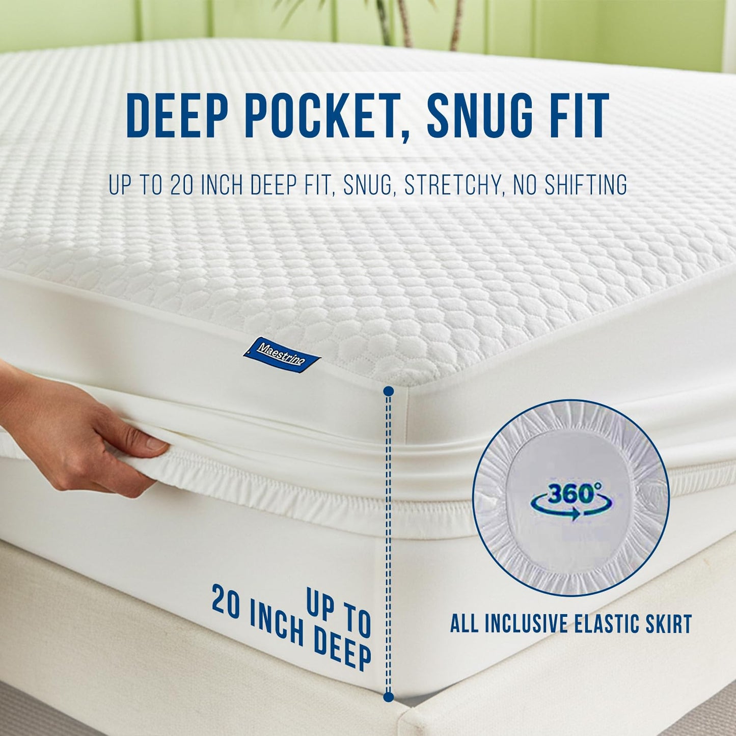 Luxury California King Size Tencel Waterproof Mattress Protector Deep Pocket - Premium Cooling Bed Cover Pad - Hypoallergenic & Allergy-Friendly - Oeko-Tex Certified - Ultra Soft & Breathable
