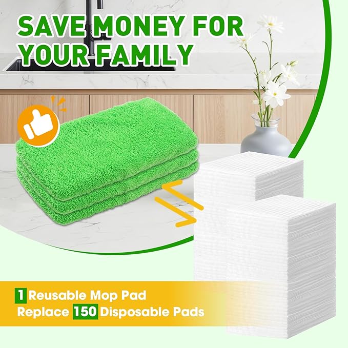 12Pcs Reusable Microfiber Mop Pads Compatible
