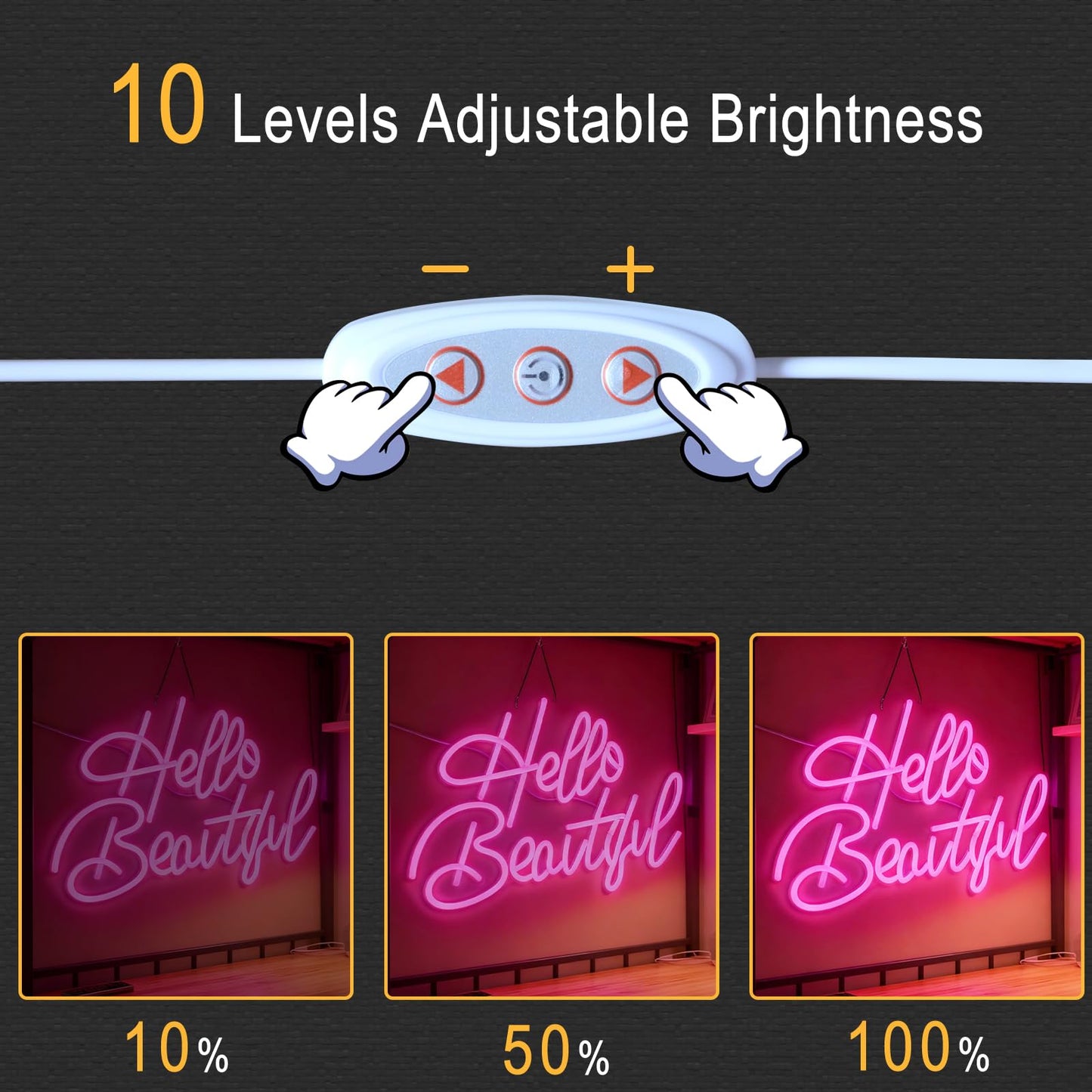 Hello Beautiful LED Neon Sign - USB Powered Dimmable Neon Light for Bedroom Living Room Dorm Home Decor Party Wall Table Art Decorations Gift for Teen Girls Women 16.5 x 11 In