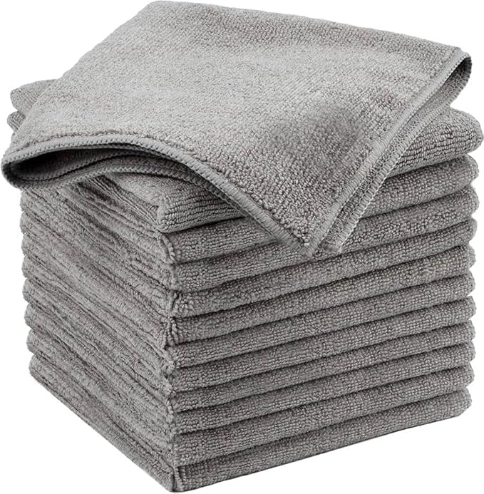 Microfiber Cleaning Cloth Grey 12 Pack Premium Microfiber Towels