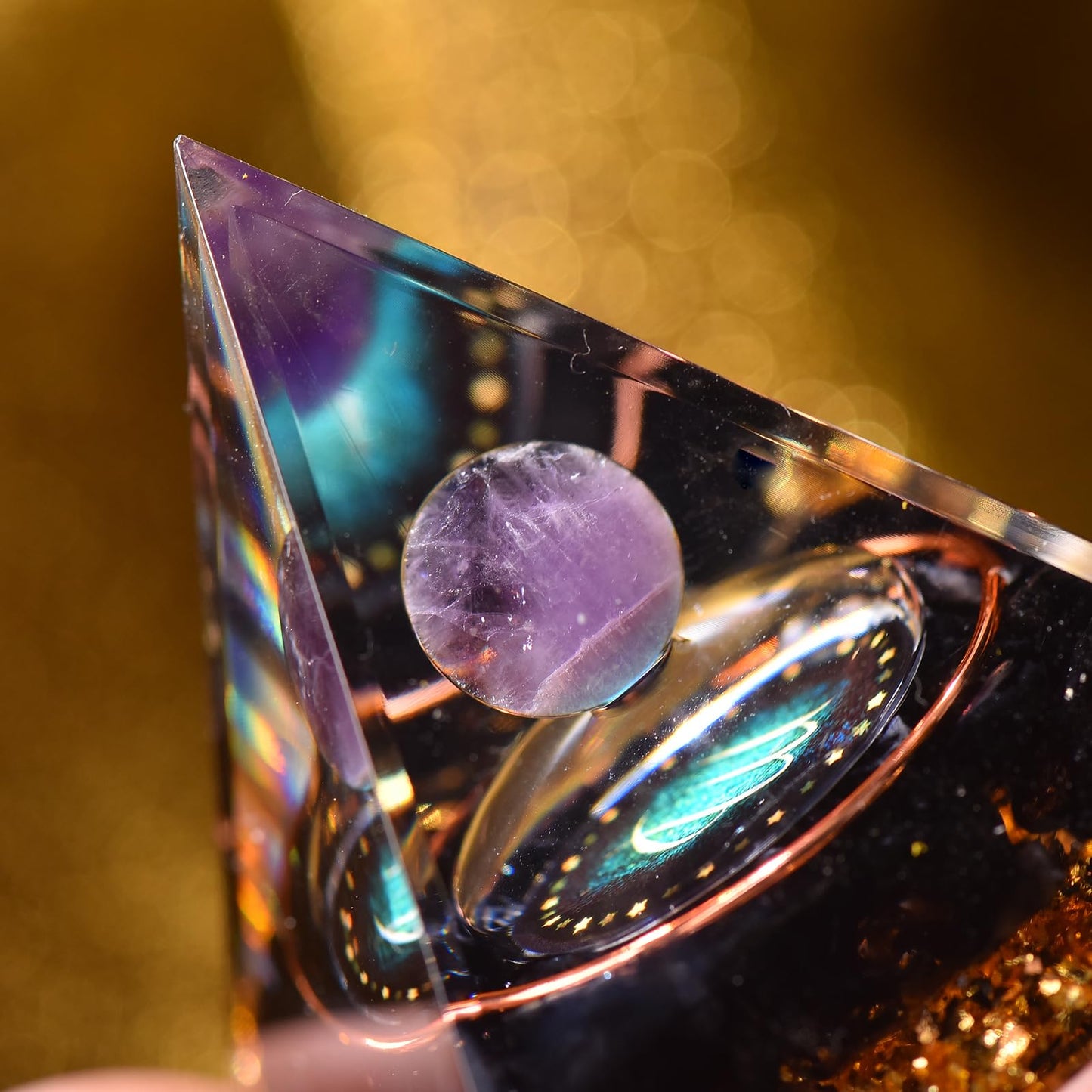 YOUNAIERZX Twelve Constellations Orgone Pyramid Natural Amethyst with Obsidian Healing Crystals for Protection Chakra Positive Energy Gift Home Decor (Virgo)
