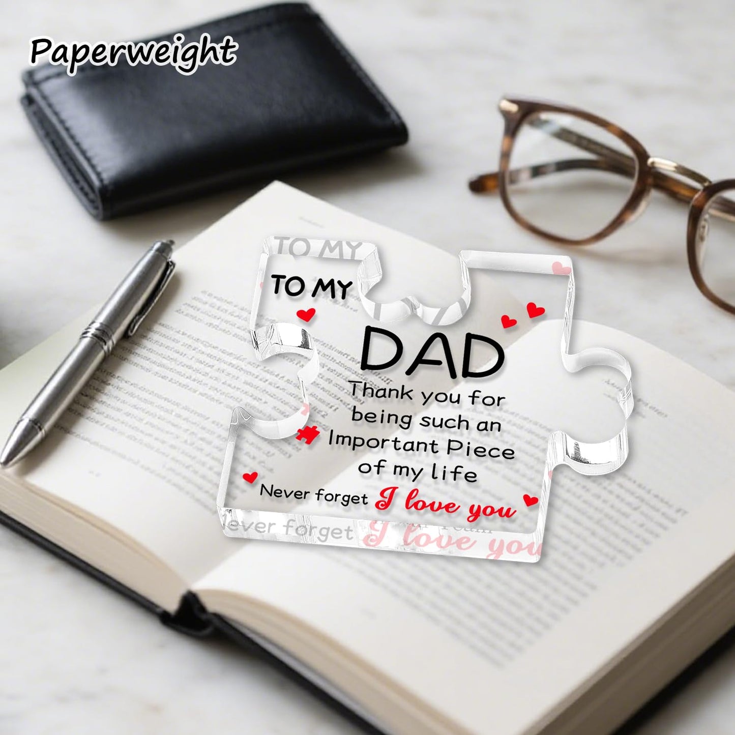 iLifemate Dad Gifts, Birthday Gift for Dad - Engraved Acrylic Plaque 3.9 x 3.2 x 0.47 inches, Cool Dad Presents from Daughter, Son, Wife, Heartwarming Men Birthday Gift, Ideas