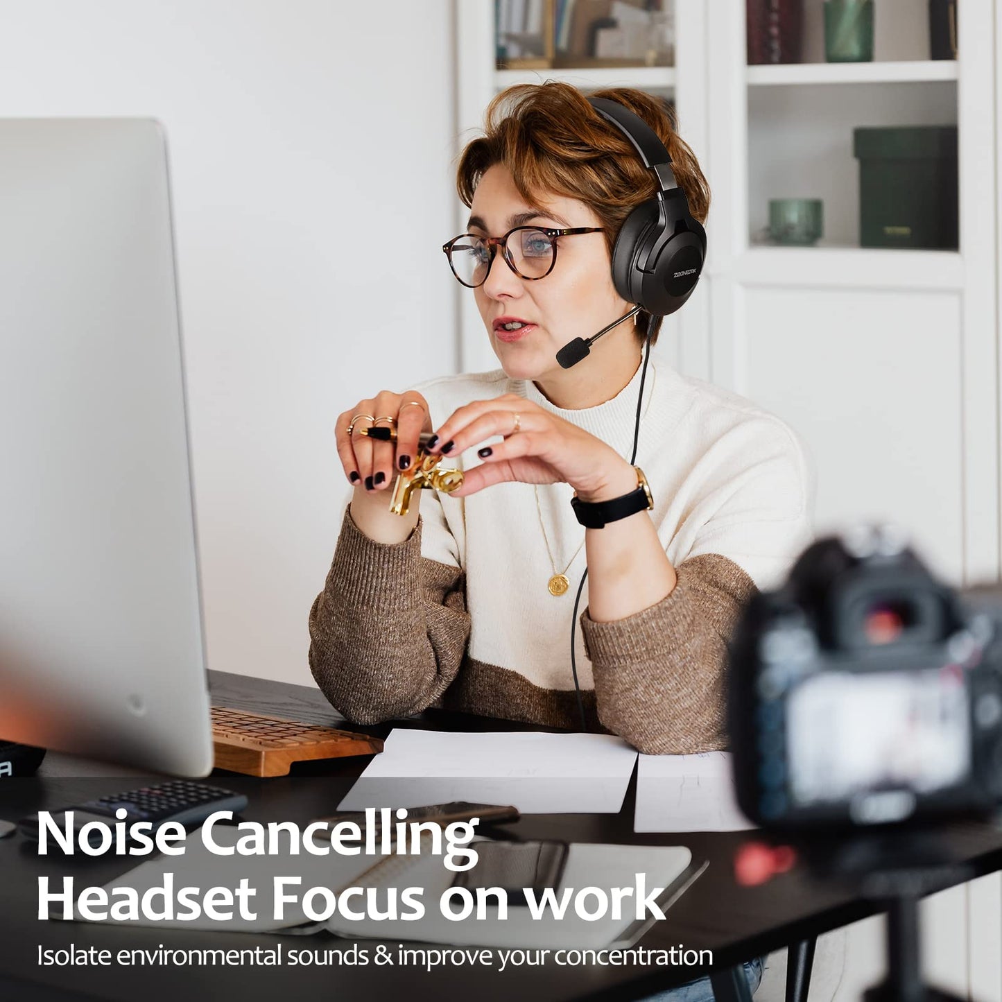 Noise Cancelling Headset, Wired Gaming Over-Ear Headset,Matte Finish Premium Stereo Headset, Noise Cancelling Headset, Over-Ear Headset with Noise-Cancelling Mic & Xbox One/PS4/PS5/PC/Nintendo Switch